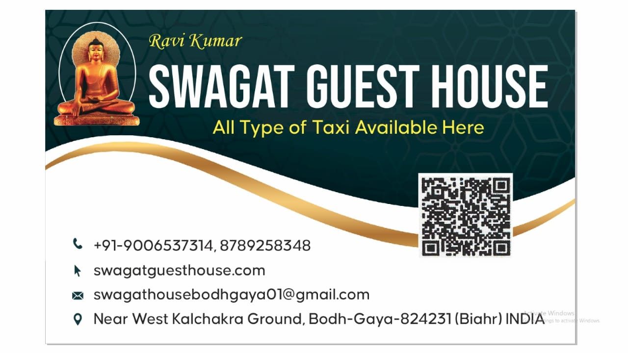 Swagat Guest House contact card — Ravi Kumar, phone numbers, email and address